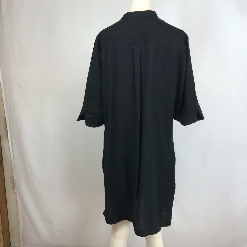 Chicos Black Textured Button Front Collarless Shi… - image 5